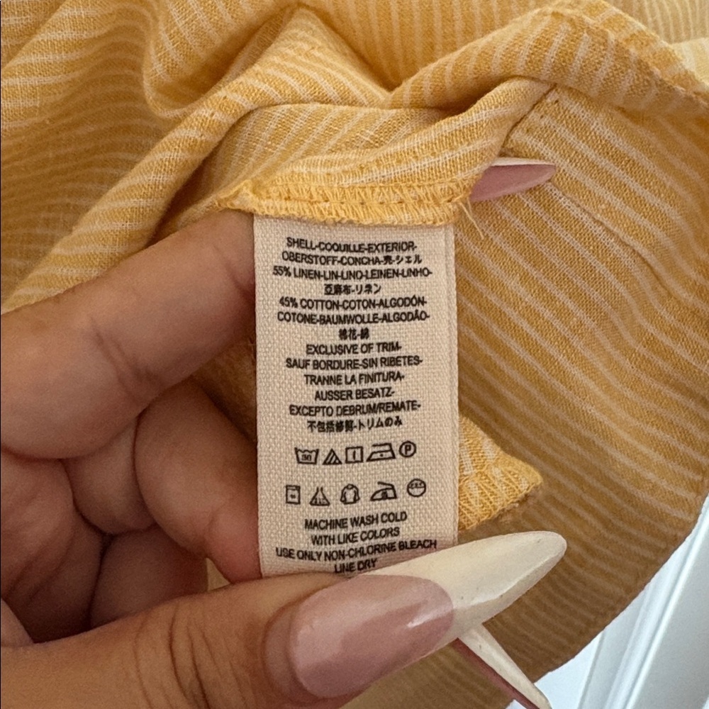 Free People Yellow Lace Up Linen Blend Dress Size XS - Picture 4 of 7